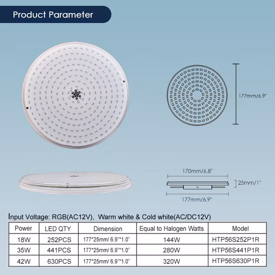 Hotook Patent Ultra Thin 1′′ AC 12/24V RGB 18W 35W Replace PAR56 Niche Surface Mounted Swimming Pool Light