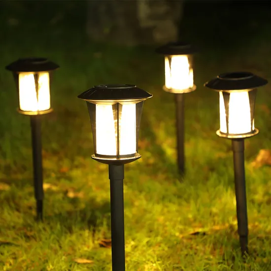 Plastic and Glass Outdoor Solar Stake Lights for Pathway Patio Yard 
