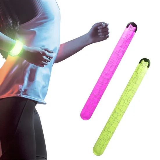 Custom USB Rechargeable Flashing Wristband LED Slap Bracelet Outdoor Night Running Accessories Glow in The Dark Safety Armband 